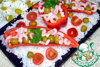 Закусочный салат с креветками и оливками