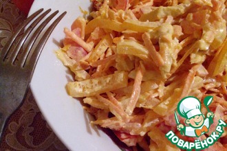 Салат с курицей, перцем и морковью