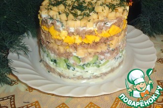 Слоеный салат из утки