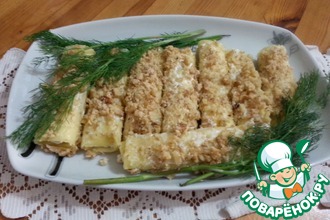 Сырные трубочки с чесноком и орехами