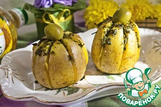 Картофельная лилия, запеченная с зеленым соусом