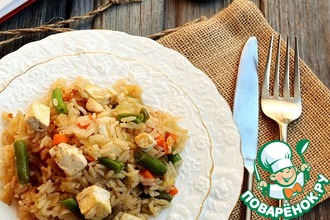 Жареный рис с овощами и соевым сыром