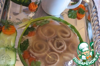 Уши заливные с рисом