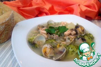 Суп из брокколи с ракушками
