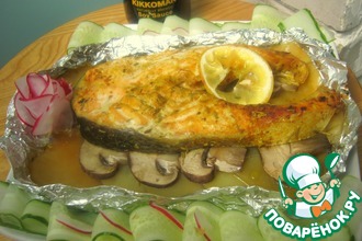 Сёмга с королевскими шампиньонами на картофеле
