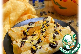 Блины с апельсиновой цедрой и шоколадом