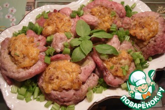 Мясные мешочки-розочки с тыквенной начинкой
