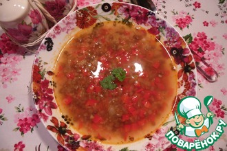 Томатный суп с чечевицей и кускусом