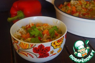 Рис с овощами и фаршем