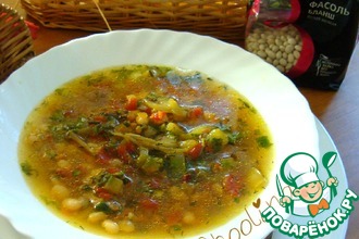Густой острый суп с фасолью и овощами