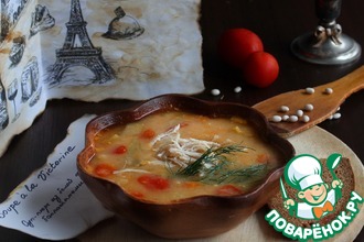 Фасолевый суп с баклажаном и помидором