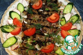 Шашлык из печени на шпажках