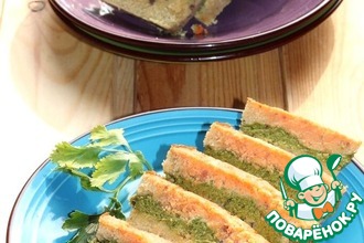 Чечевичная запеканка со шпинатом, фаршем и орехами