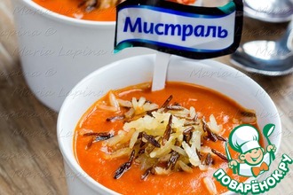 Томатный крем-суп с хрустящим рисом