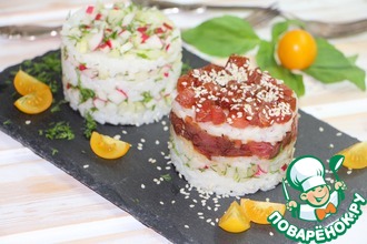 Салат с овощами и тунцом "А-ля суши"