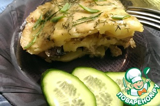 Картофельная запеканка с копченой скумбрией