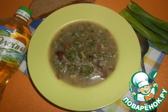 Гречневый суп с грибами и "зелёными" клецками