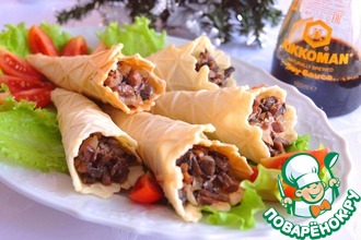 Грибная закуска в вафельных рожках