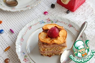 Ореховый торт с яблочно-вишневым муссом