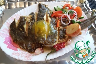 Жареная камбала с лимонным желе