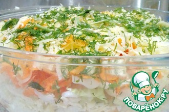 Слоеный салат с морковью