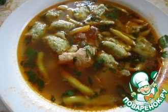 Суп с туршовой фасолью и клёцками