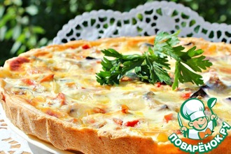 Открытый пирог из индейки и овощей