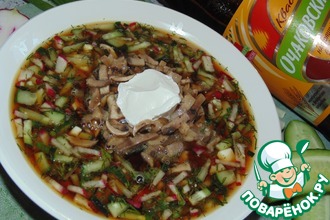 Окрошка с жареными шампиньонами