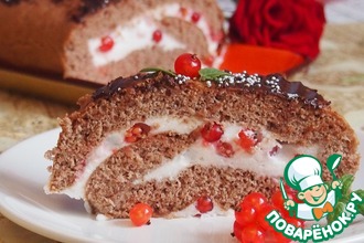 Нежный рулет с красной смородиной
