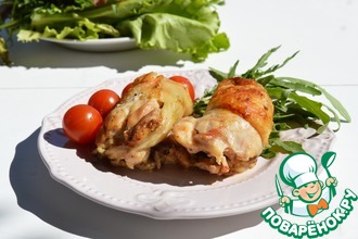 Куриные рулетики-гриль с грибами и сыром