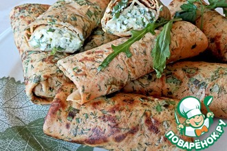 Блины с домашним сыром и зеленью