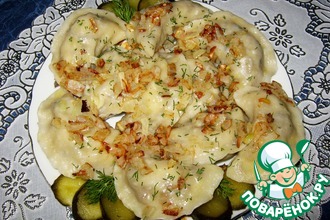 Вареники с картофелем, печенью и грибами