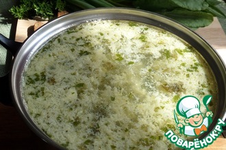Суп с щавелем, яйцом и кускусом