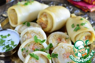Рыбные рулеты в кальмарах
