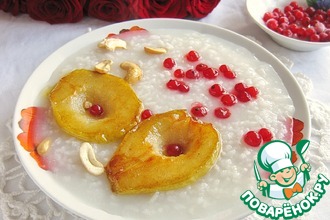 Шведская рисовая каша с жареными грушами