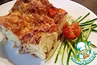 Цветная капуста под сырно-мясной шубой