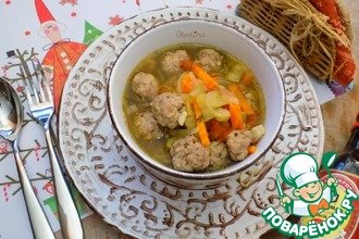 Овощной суп с фрикадельками и лапшой