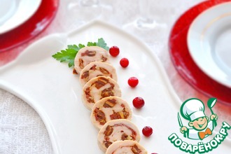 Куриный рулет с финиками и салями