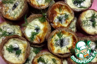 Картофельно-ржаные формочки с пряной килькой