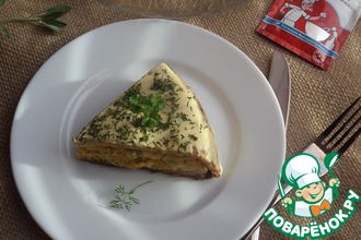 Блинный пирог с овощами и брынзой
