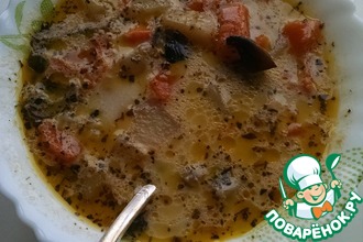 Сливочный суп с грибами и фасолью