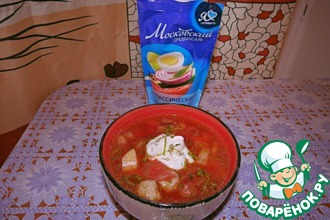 Сытный борщ с горохом и фрикадельками