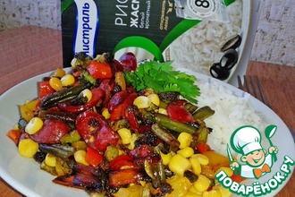 Рис с колбасками и брокколи