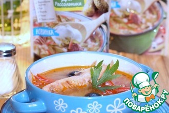 Рассольник домашний с красной рыбой