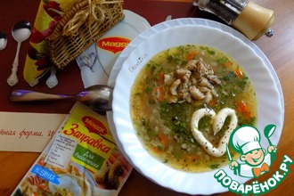 Рассольник с перловкой и курицей