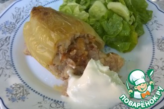 Перец, фаршированный картофелем и мясным фаршем