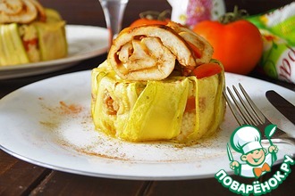Кус-кус с овощами и куриным рулетом