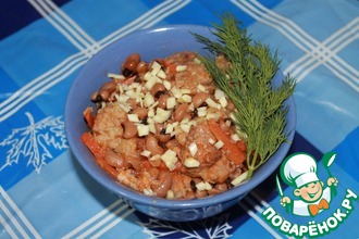 Фасоль с фрикадельками и овощами