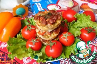 Мини-запеканки из риса с колбасками