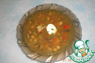 Суп с баклажанами и маринованными огурцами
